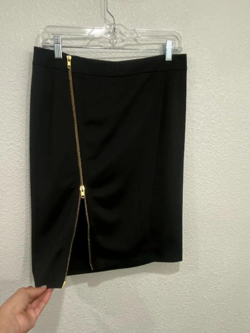 JustFab Asymmetrical Zip Midi Pencil Skirt Black S - Picture 6 of 7